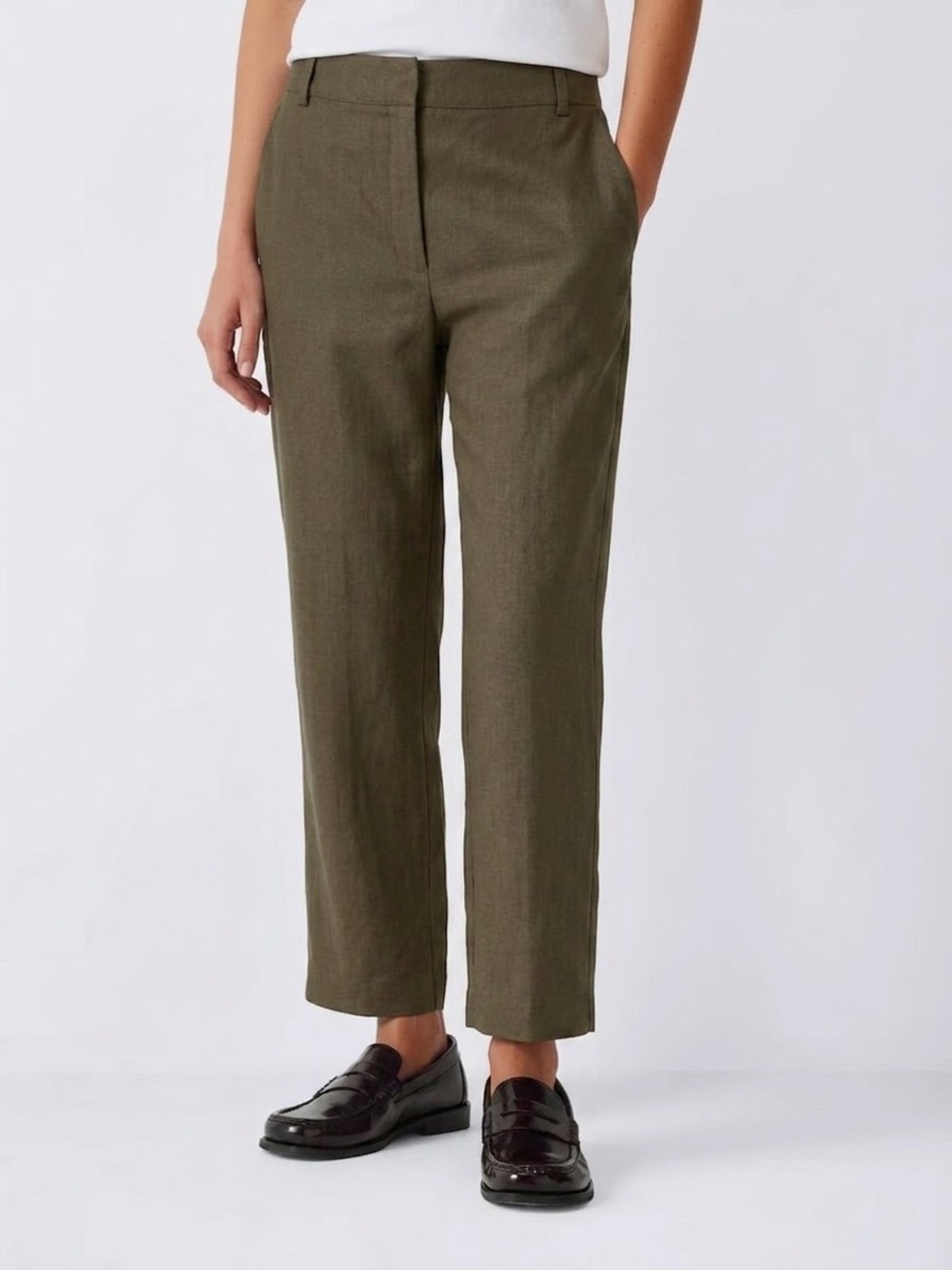 John Lewis Linen Tapered Trousers Green UK 12 or US Size 8 Lagenlook Cottagecore